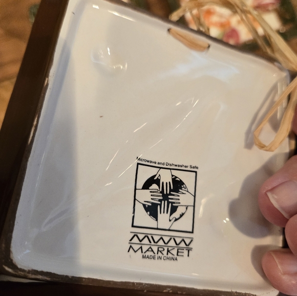 4 Woodland Birds Porcelain Miniplates Set In Box Raffia Hangers Decor - Picture 8 of 8